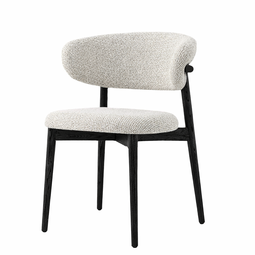 Chaise Scandinave en Tissu Gris - Pieds Bois Naturel