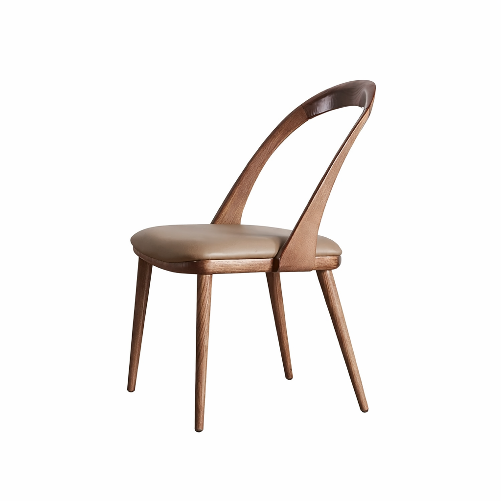 Chaise design scandinave en bois massif & assise crème