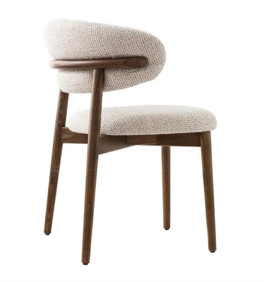 Chaise Scandinave en Tissu Gris - Pieds Bois Naturel