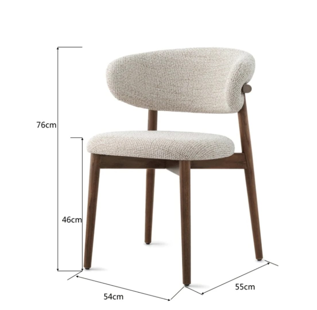 Chaise Scandinave en Tissu Gris - Pieds Bois Naturel
