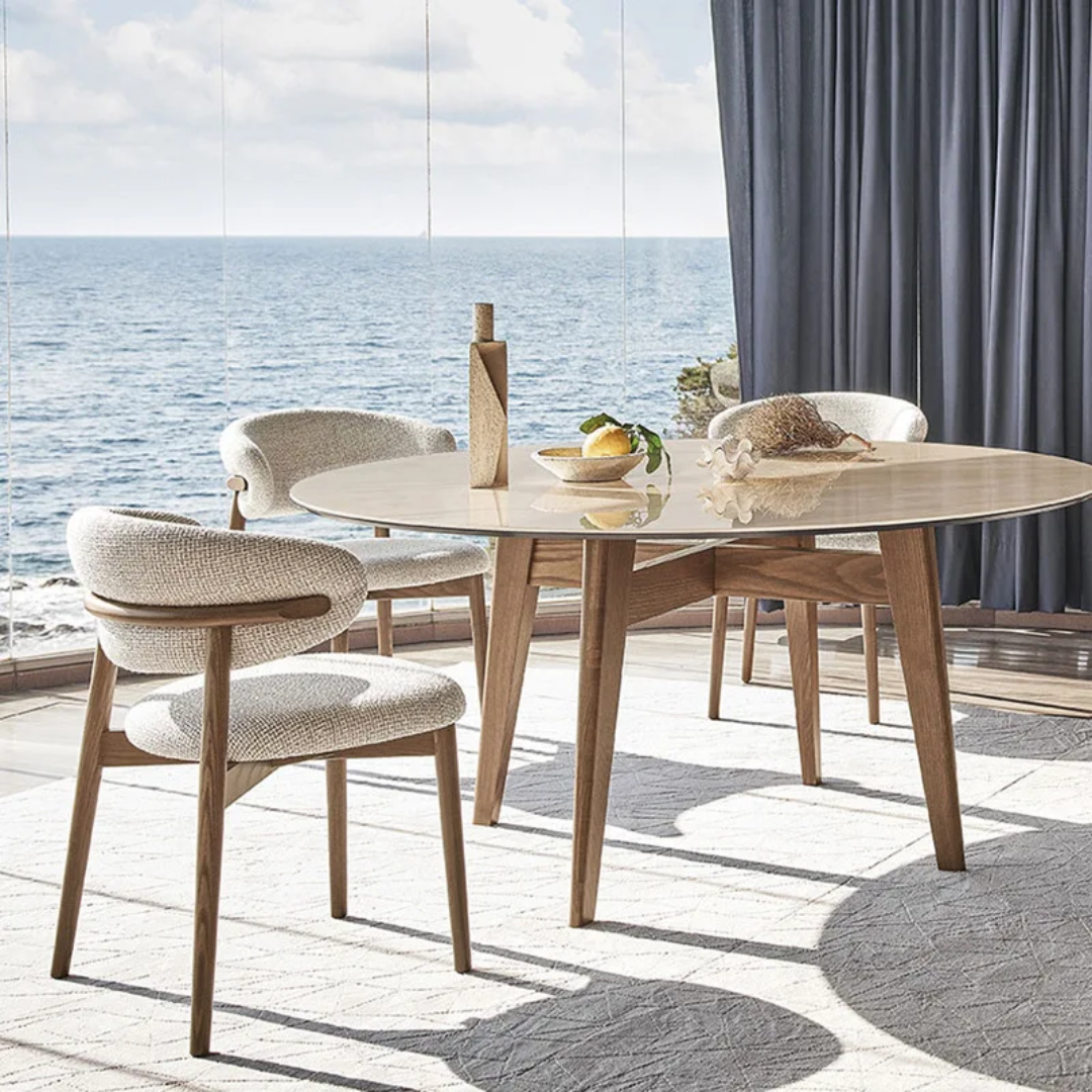 Chaise Scandinave en Tissu Gris - Pieds Bois Naturel