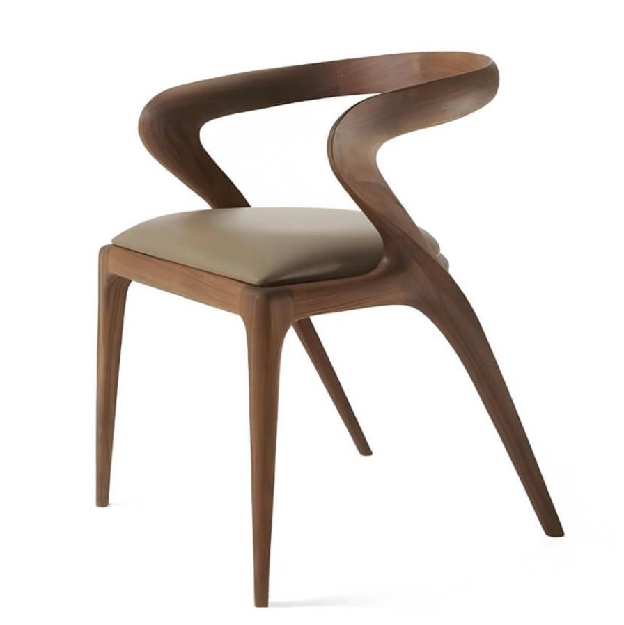 Chaise en bois noyer avec assise rembourrée — élégance et confort contemporain