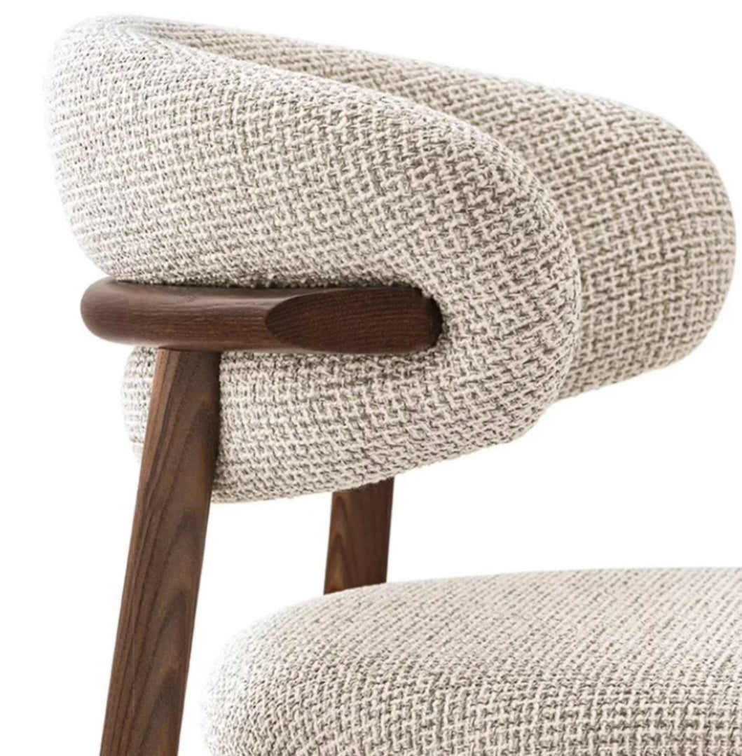 Chaise Scandinave en Tissu Gris - Pieds Bois Naturel