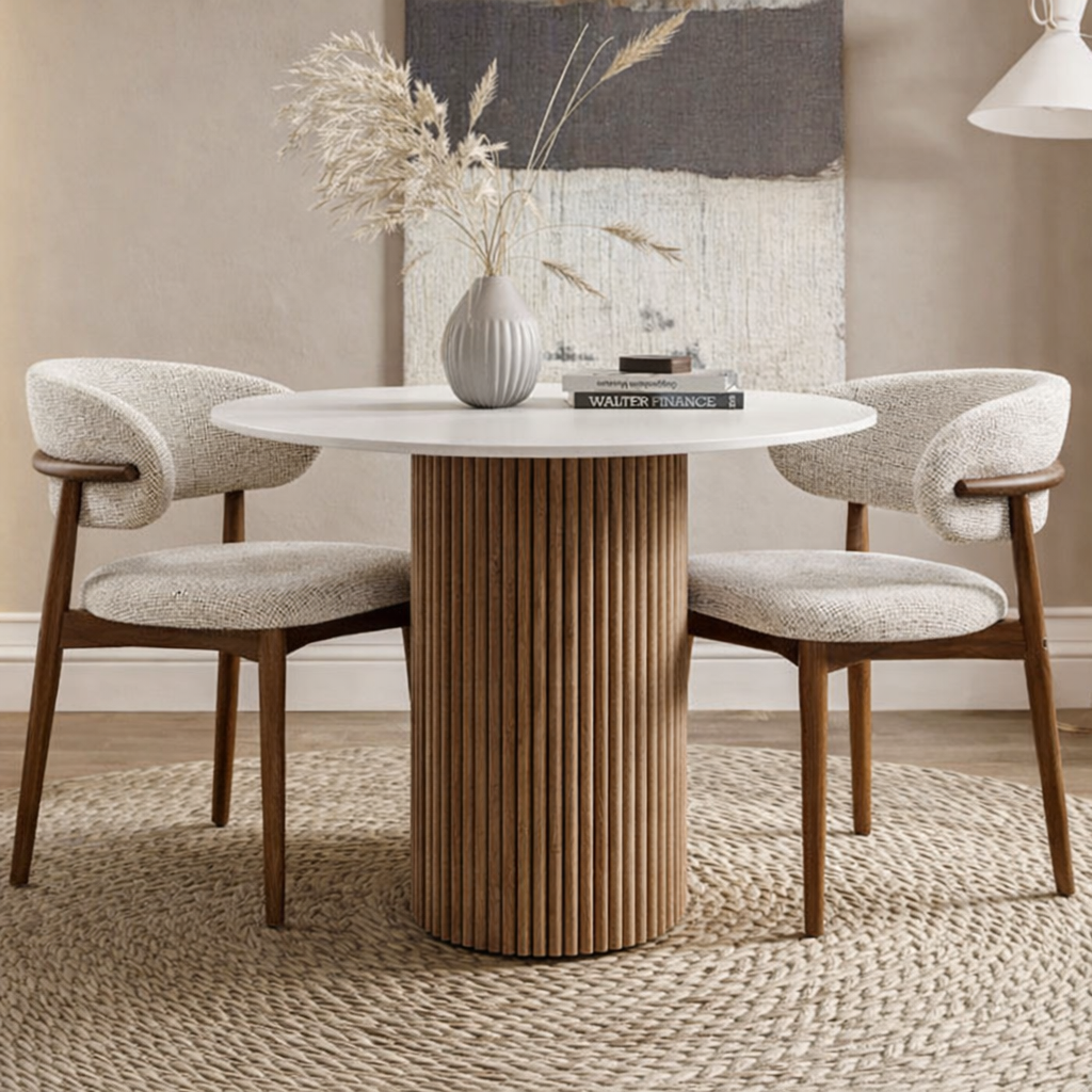 Chaise Scandinave en Tissu Gris - Pieds Bois Naturel