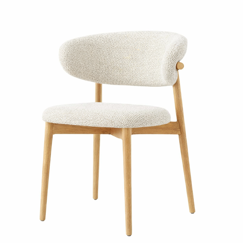 Chaise Scandinave en Tissu Gris - Pieds Bois Naturel