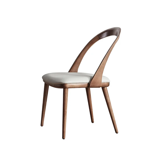 Chaise design scandinave en bois massif & assise crème